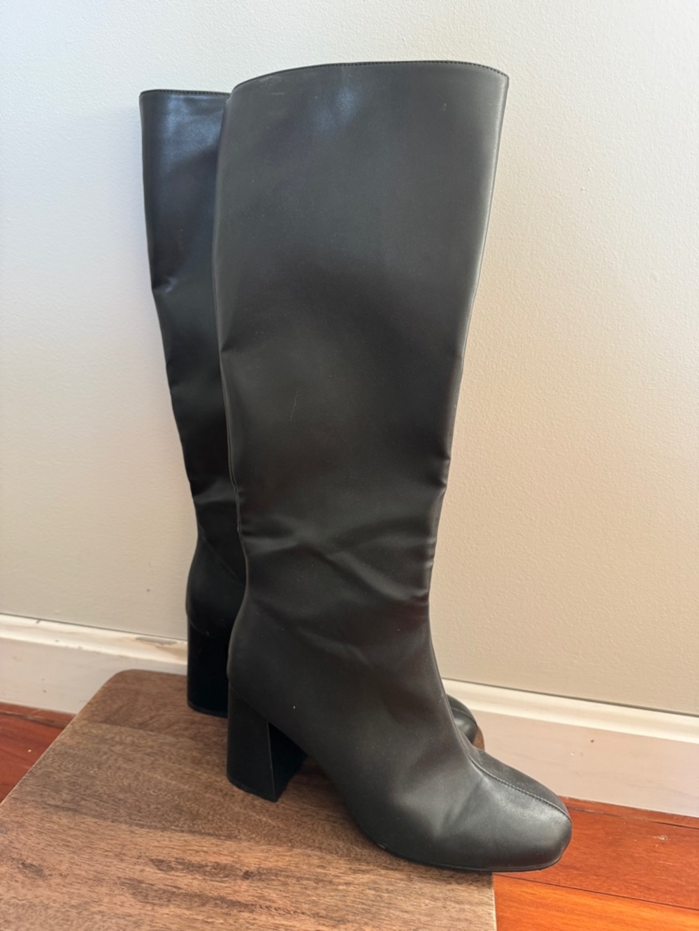 Princess Polly Black Knee-High Block Heel Boots